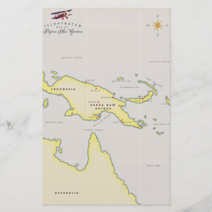 Illustrated map of Papua New Guinea Stationery