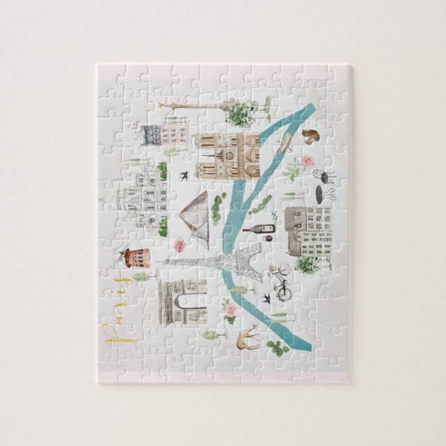 Illustrated Map of Paris Poster Jigsaw Puzzle (Vertical)