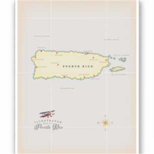 Illustrated map of Puerto Rico.