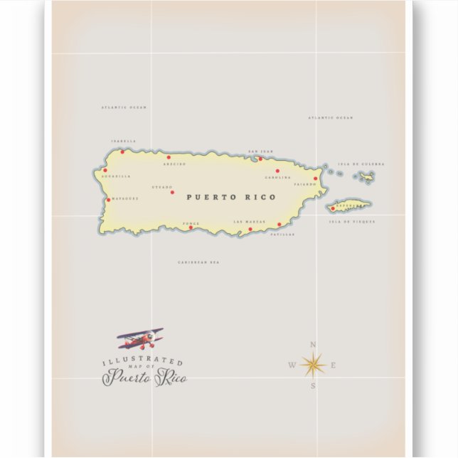 Illustrated map of Puerto Rico. (Front)