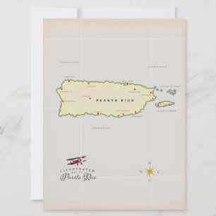 Illustrated map of Puerto Rico.