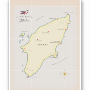 Illustrated map of Rhodes.