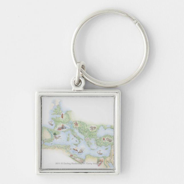 Illustrated map of Roman Empire Key Ring (Front)