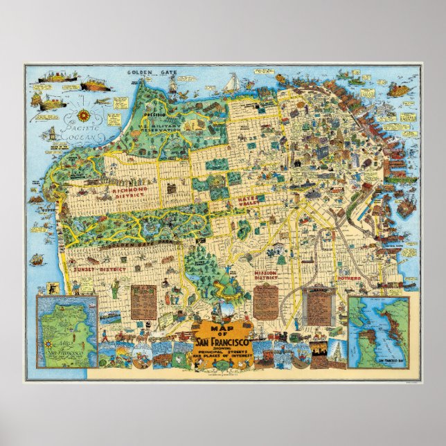 Illustrated Map of San Francisco 1927 Poster (Front)