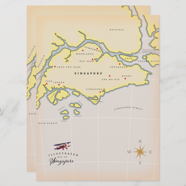 Illustrated map of Singapore (Front/Back)