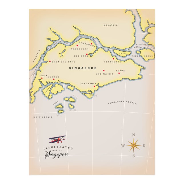 Illustrated map of Singapore Photo Print (Front)