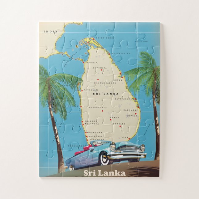Illustrated map of Sri Lanka Jigsaw Puzzle (Vertical)