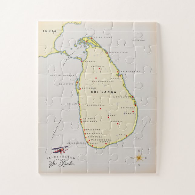 Illustrated map of Sri Lanka Jigsaw Puzzle (Vertical)