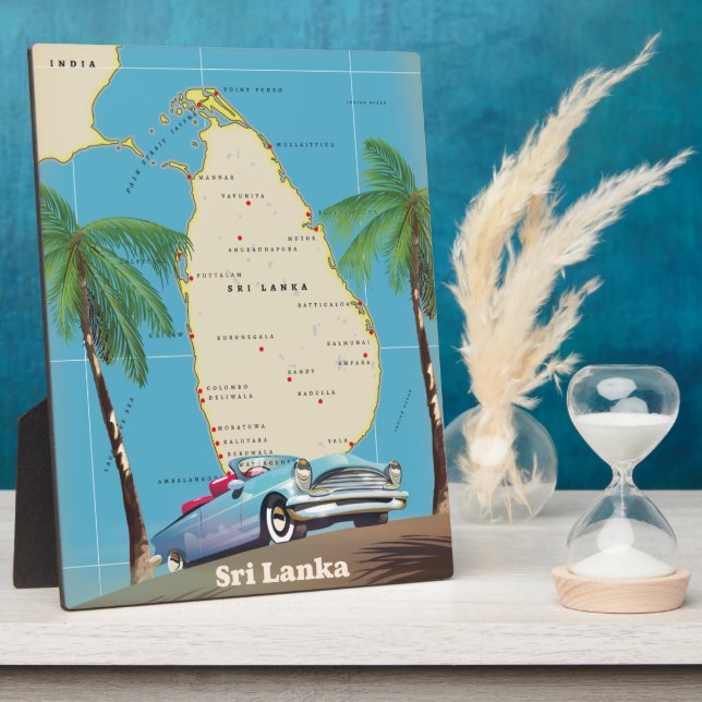 Illustrated map of Sri Lanka Plaque (Side)