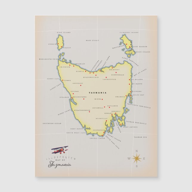 Illustrated map of Tasmania. (Front)