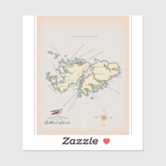 Illustrated map of the Falkland Islands.