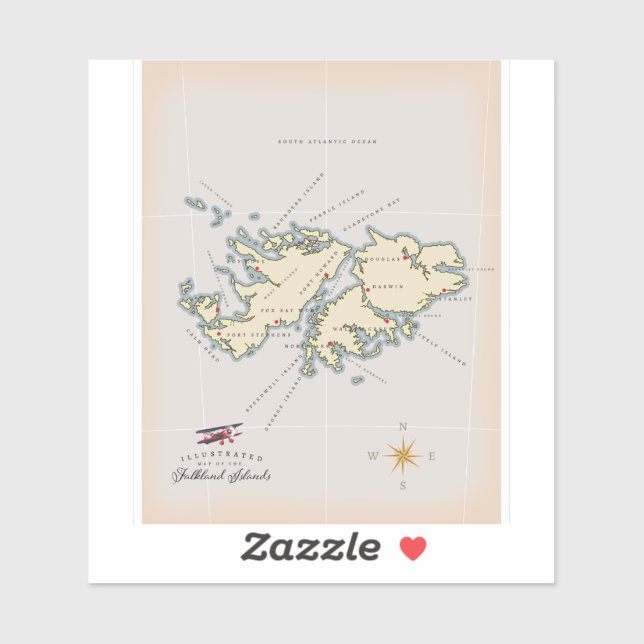 Illustrated map of the Falkland Islands. (Sheet)