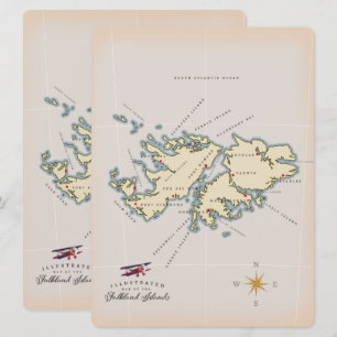 Illustrated map of the Falkland Islands.