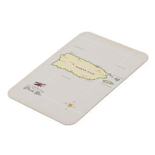 Illustrated Map of the island of Puerto Rico Magnet