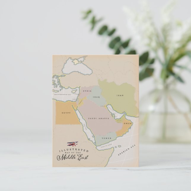 Illustrated map of the Middle East. (Standing Front)