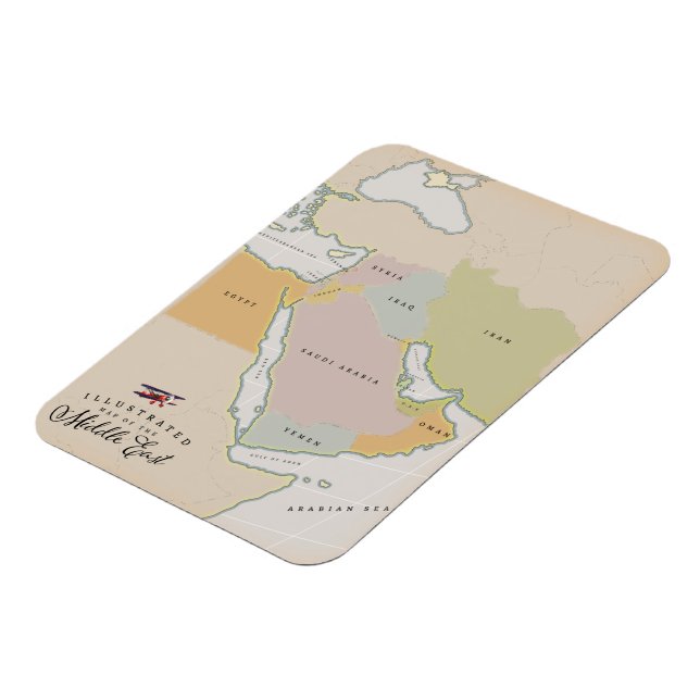 Illustrated map of the Middle East. Magnet (Left Side)