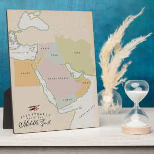 Illustrated map of the Middle East. Plaque