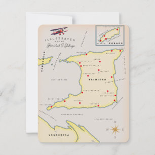 Illustrated map of Trinidad & Tobago