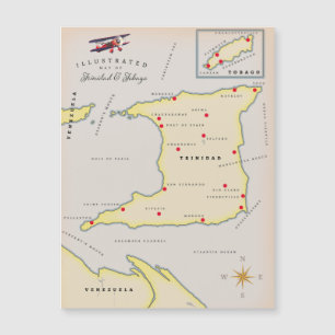 Illustrated map of Trinidad & Tobago