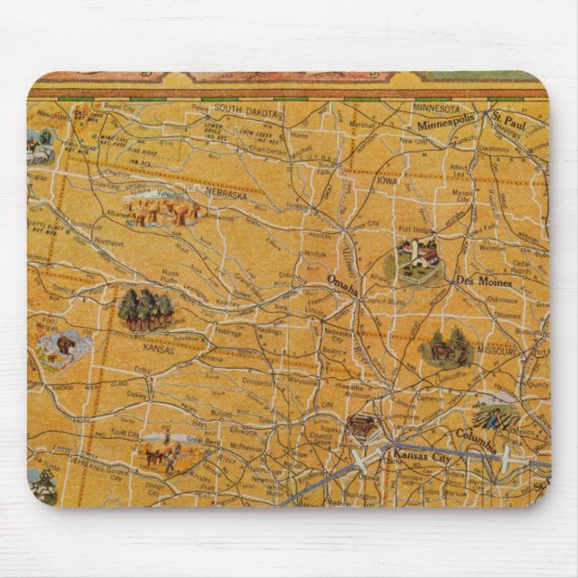 Illustrated Map of US Airways Mouse Pad (Front)
