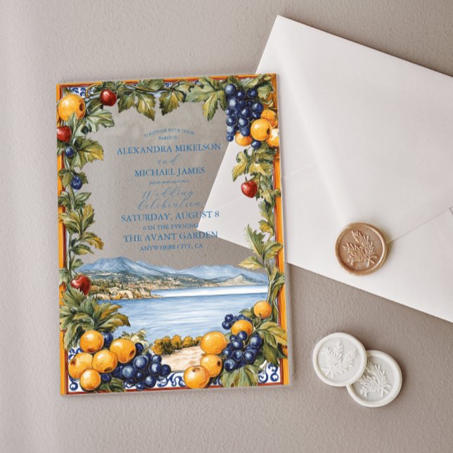 Illustrated Mediterranean Wedding  Acrylic Invitations (Creator Uploaded)