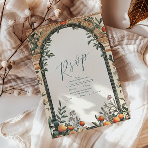  Illustrated Mediterranean Wedding RSVP Card