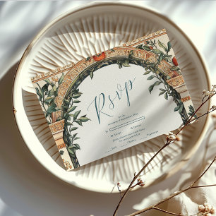  Illustrated Mediterranean Wedding RSVP Card