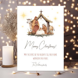 Illustrated Nativity Scene Christmas Card