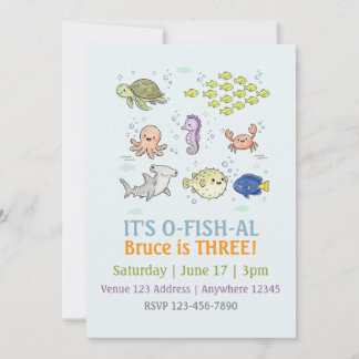 Illustrated O-FISH-AL Kid's Birthday Invitation