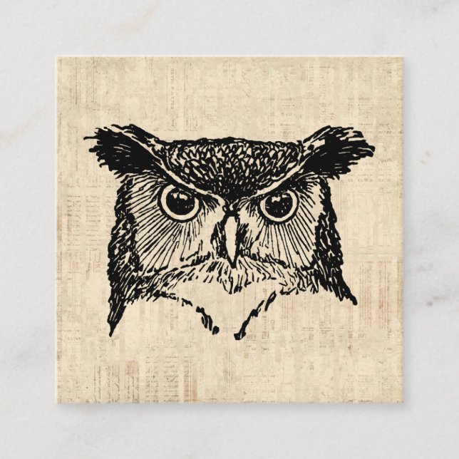 Illustrated Owl Art Enclosure Card (Front)