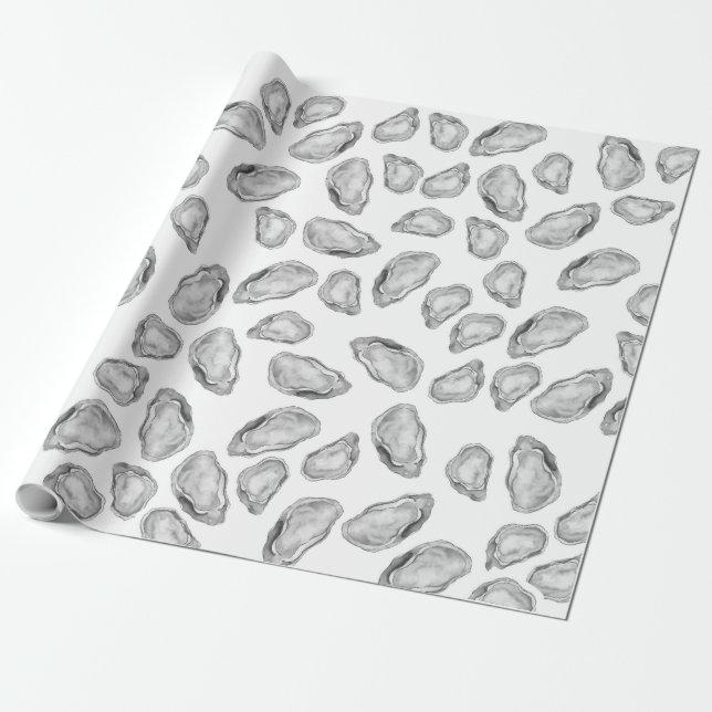 Illustrated Oyster Matte Wrapping Paper (Unrolled)