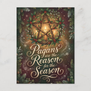 Illustrated Pagans Are the Reason for the Season Postcard