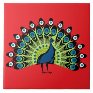 illustrated Peacock Ceramic Tile