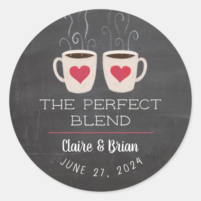 Illustrated Perfect Blend Heart Mugs Favour Classic Round Sticker (Front)