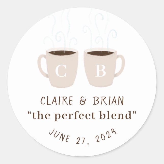 Illustrated Perfect Blend Monogrammed Mugs Favour Classic Round Sticker (Front)