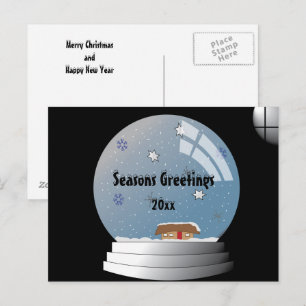 Illustrated Personalised SnowGlobe Custom Text Postcard