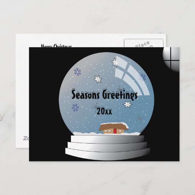 Illustrated Personalised SnowGlobe Custom Text Postcard (Front/Back)