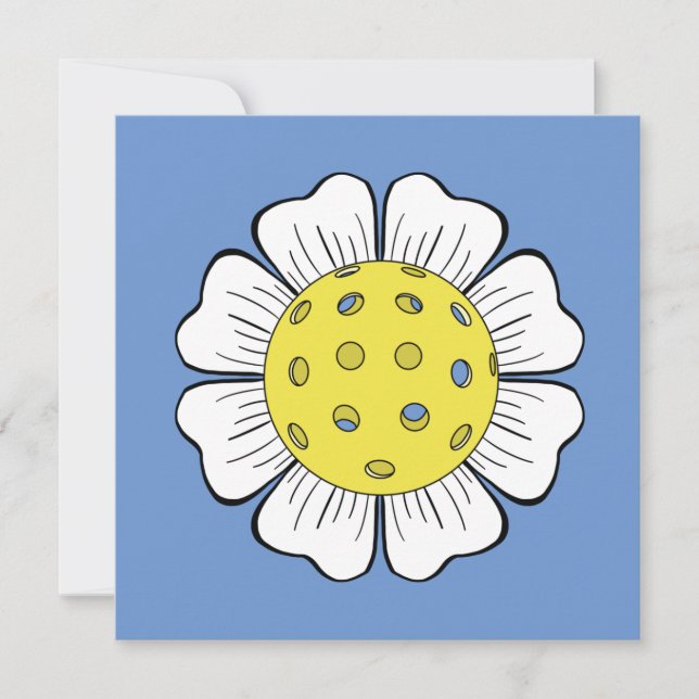 Illustrated Pickleball Flower Blank Notecards (Front)