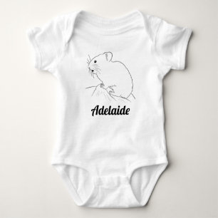 Illustrated Pika Drawn on Rock Baby's Name Baby Bodysuit