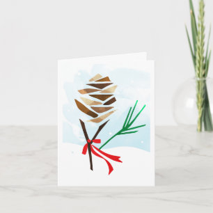 Illustrated Pine Cone Christmas Holiday Card