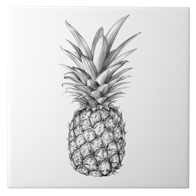 Illustrated Pineapple design Ceramic Tile (Front)