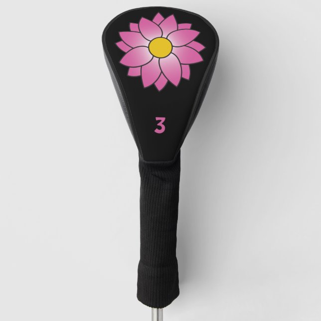 Illustrated Pink Daisy Head Cover (Front)