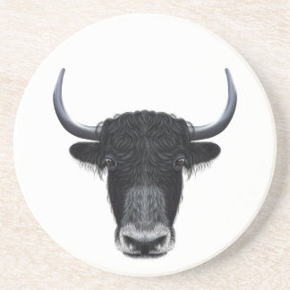 Illustrated portrait of Domestic yak. Coaster