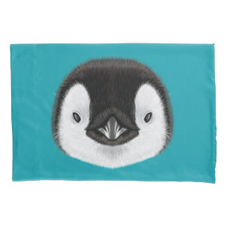 Illustrated portrait of Emperor penguin chick. Pillowcase