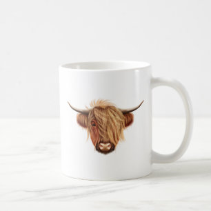 Illustrated portrait of Highland cattle. Coffee Mug