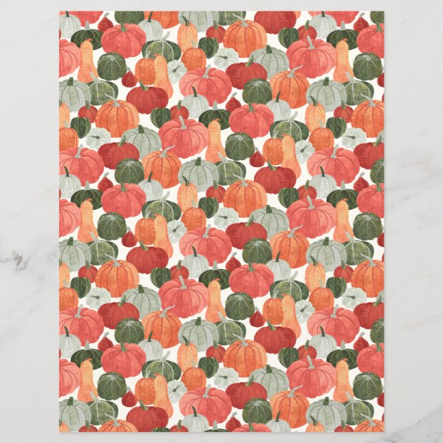 Illustrated Pumpkin Patch Scrapbook Paper (Front)