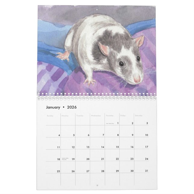 Illustrated Rat Portrait Calendar 2011 (Jan 2026)