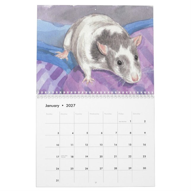 Illustrated Rat Portrait Calendar 2011 (Jan 2027)