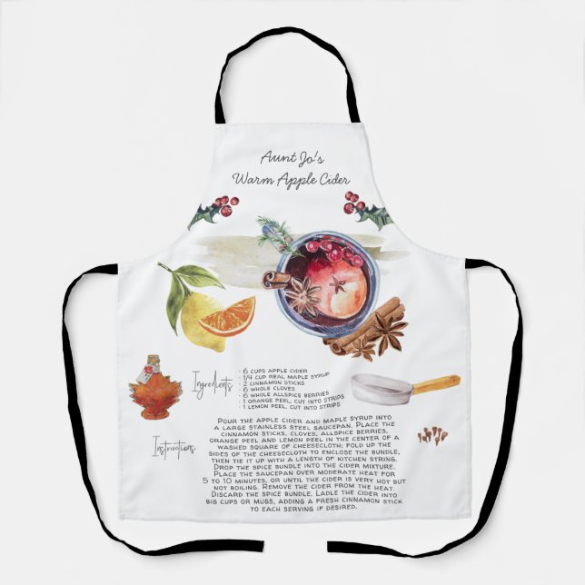 Illustrated Recipe Heirloom Apron | Apple Cider (Front)