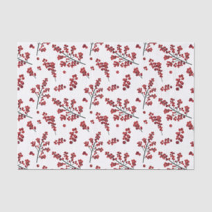 Illustrated Red Holly Berries Tissue Paper